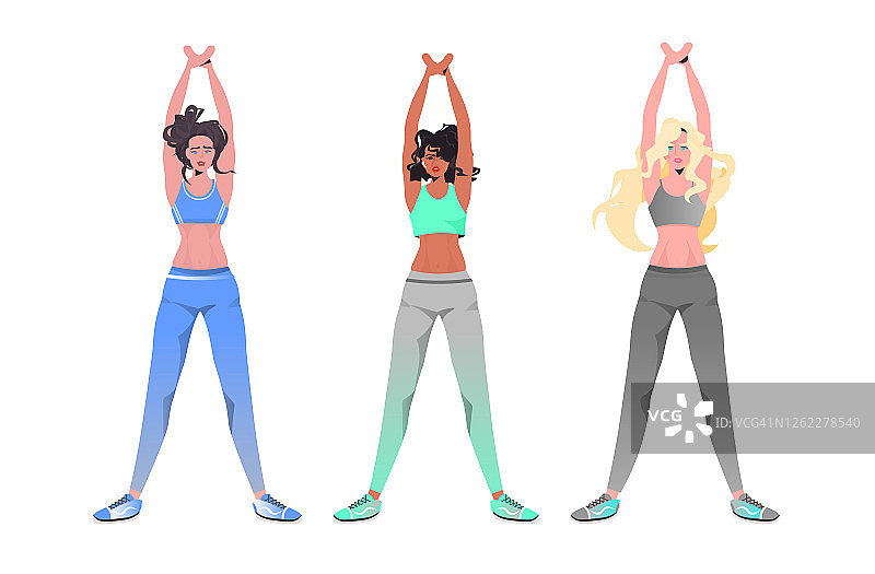 混合种族妇女做瑜伽健身练习训练健康的生活方式概念女孩工作水平图片素材