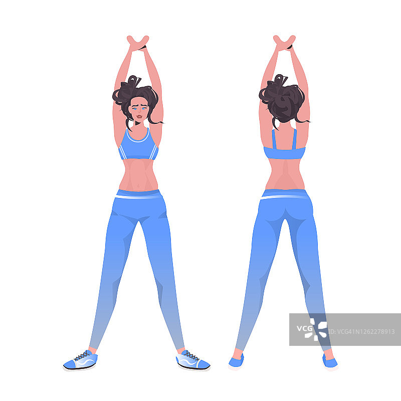 女人做瑜伽健身练习训练健康的生活方式概念女孩工作出来前后视图图片素材
