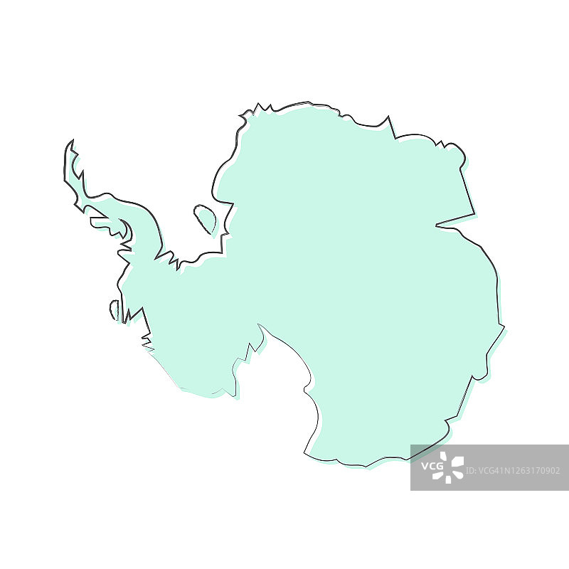 南极洲地图手绘在白色的背景-时尚的设计图片素材