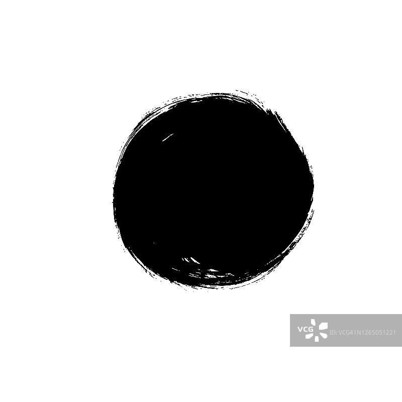 黑色画矢量圆。手绘墨水斑点，圆形按钮，垃圾点。图片素材