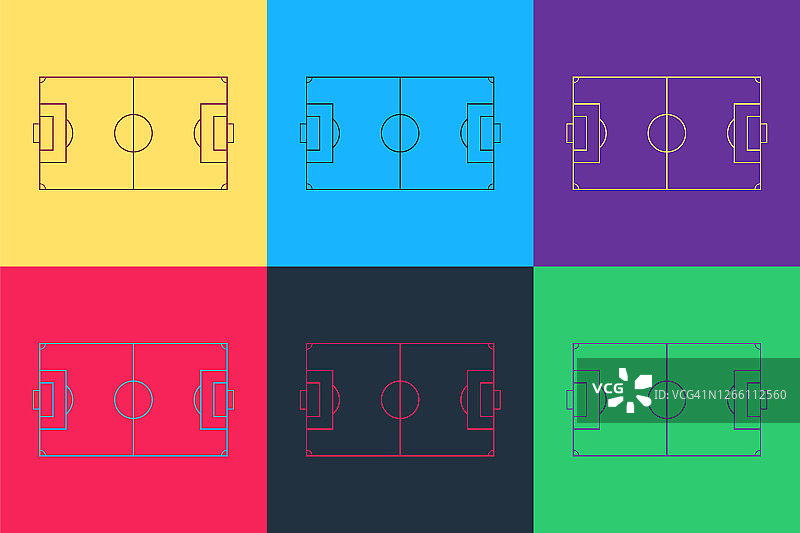 流行艺术足球场或足球场图标孤立的颜色背景。向量图片素材