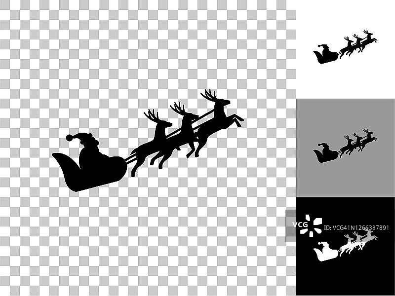 圣诞老人雪橇图标在棋盘上透明的背景图片素材