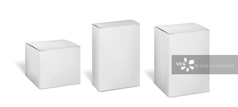 空白的白色硬纸板包装盒，矢量模型。纸盒套，现实的模型设计图片素材