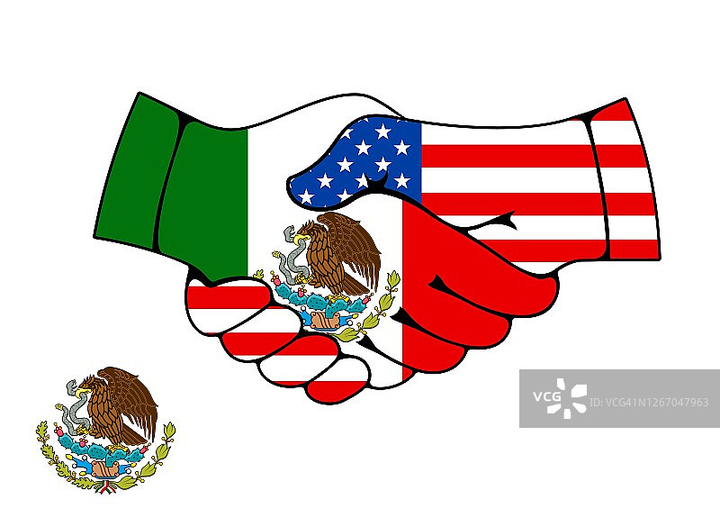 墨西哥和美国的合作关系握手图片素材