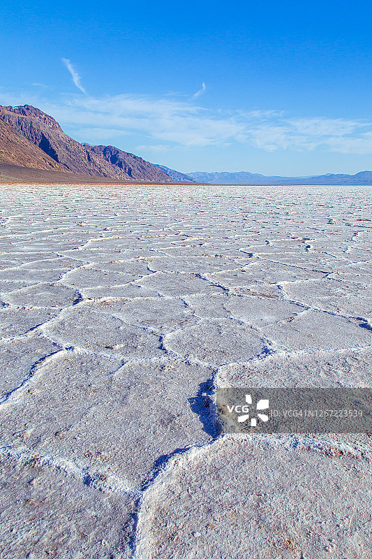 逆山Badwater盆地的盐层图片素材
