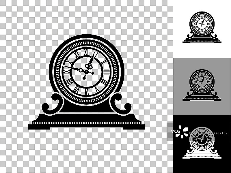时钟图标在棋盘透明的背景图片素材