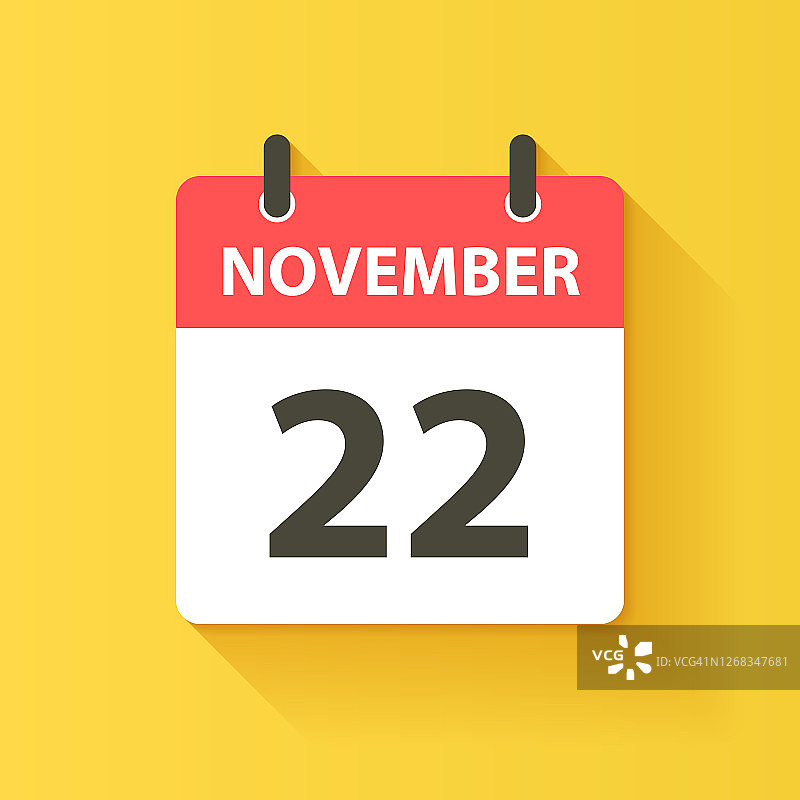 11月22日-日日历图标在平面设计风格图片素材