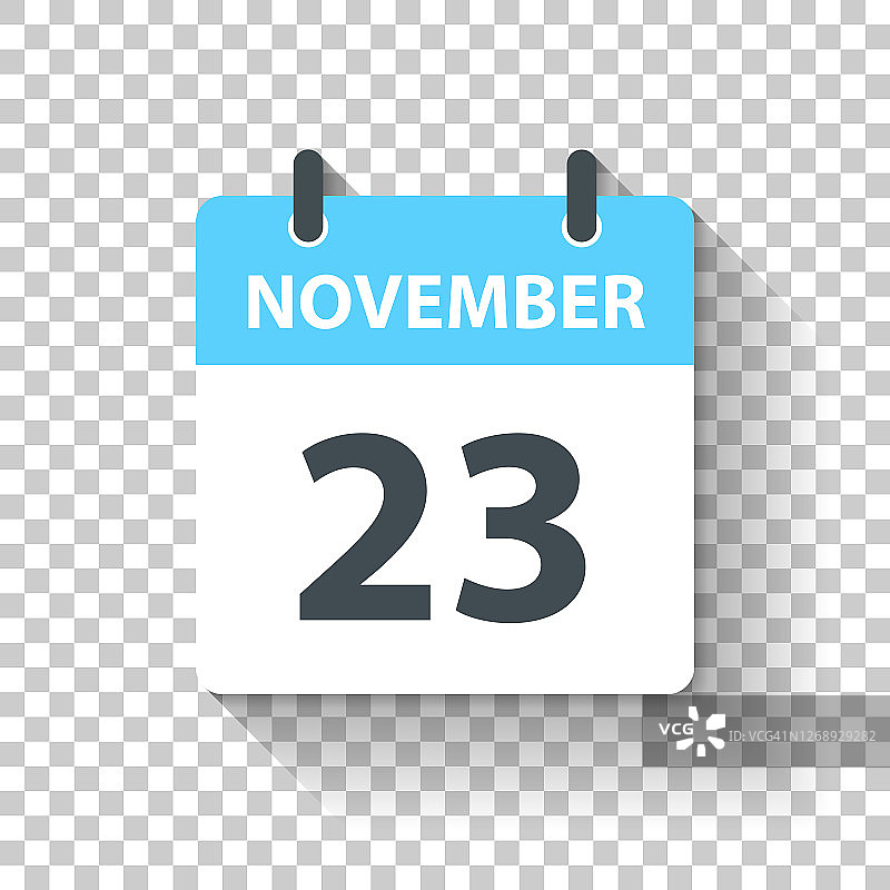 11月23日-日日历图标在平面设计风格图片素材
