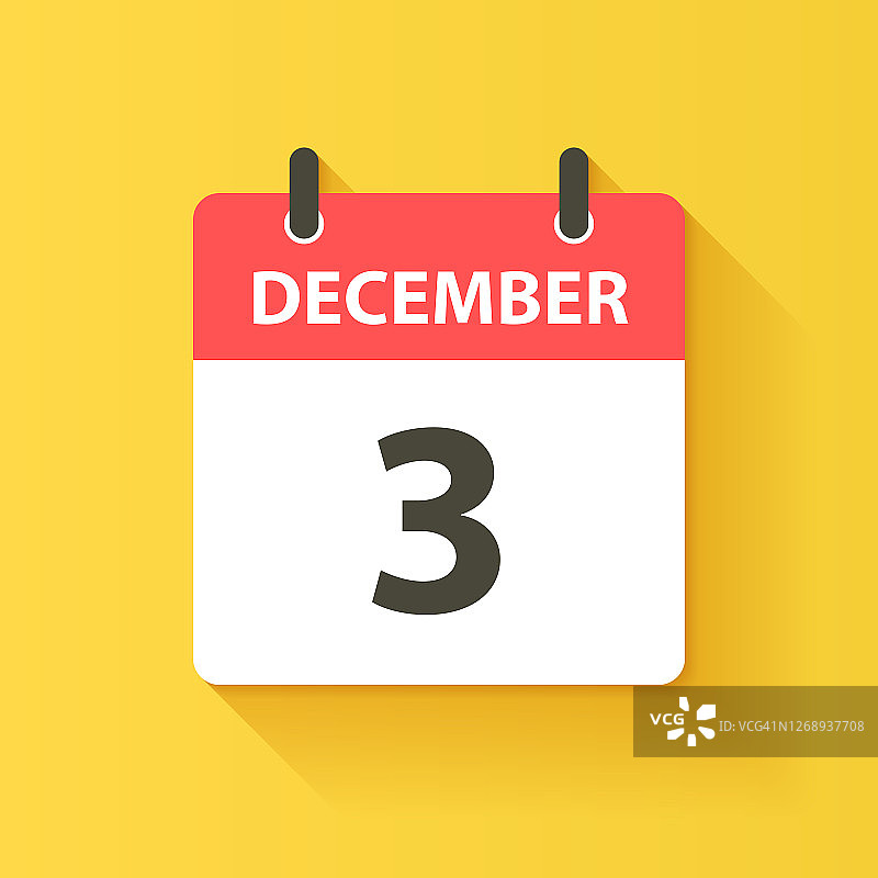 12月3日-每日日历图标在平面设计风格图片素材
