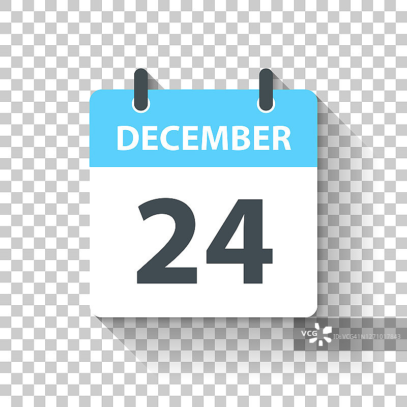12月24日-平面设计风格的每日日历图标图片素材