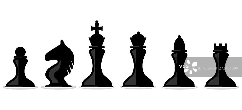 棋子，孤立在白色背景上的棋子剪影。矢量插图。向量。图片素材