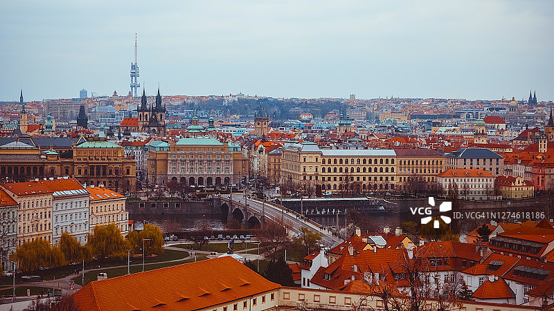 布拉格城市全景图片素材