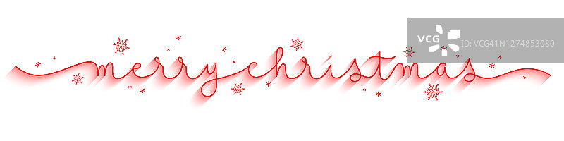 圣诞快乐红色单线书法横幅图片素材