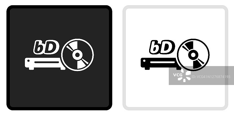 蓝光和DVD播放器图标上的黑色按钮与白色滚动图片素材