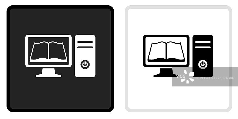 电脑图书图标上的黑色按钮与白色滚动图片素材