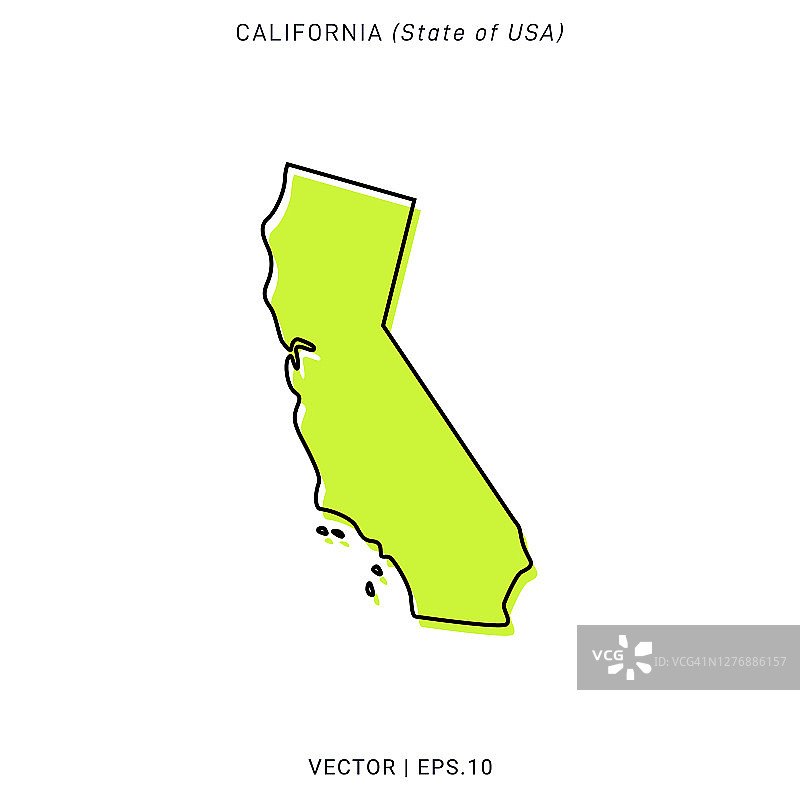 地图的加利福尼亚矢量股票插图设计模板。图片素材