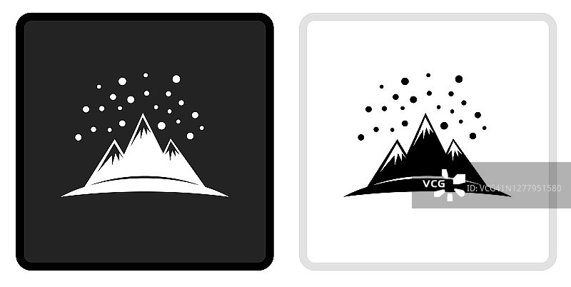 雪山山脉图标上的黑色按钮与白色滚动图片素材