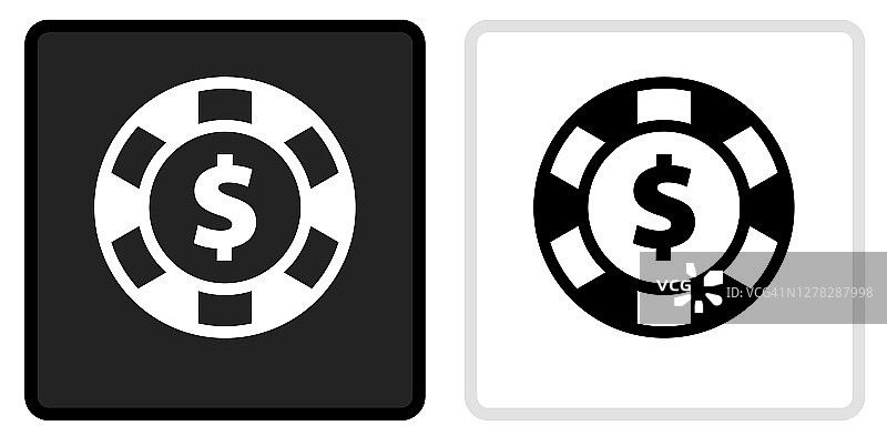扑克筹码图标上的黑色按钮与白色翻转图片素材