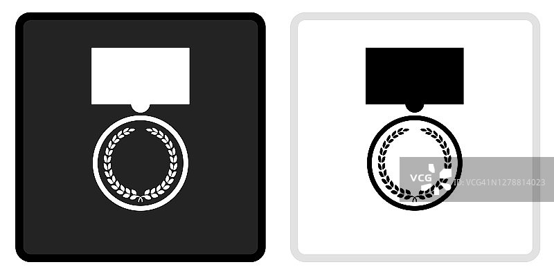 奖章图标在黑色按钮与白色翻转图片素材