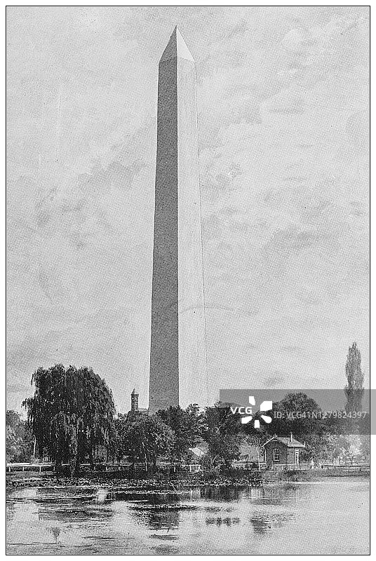 美国华盛顿的古董黑白照片:华盛顿纪念碑图片素材