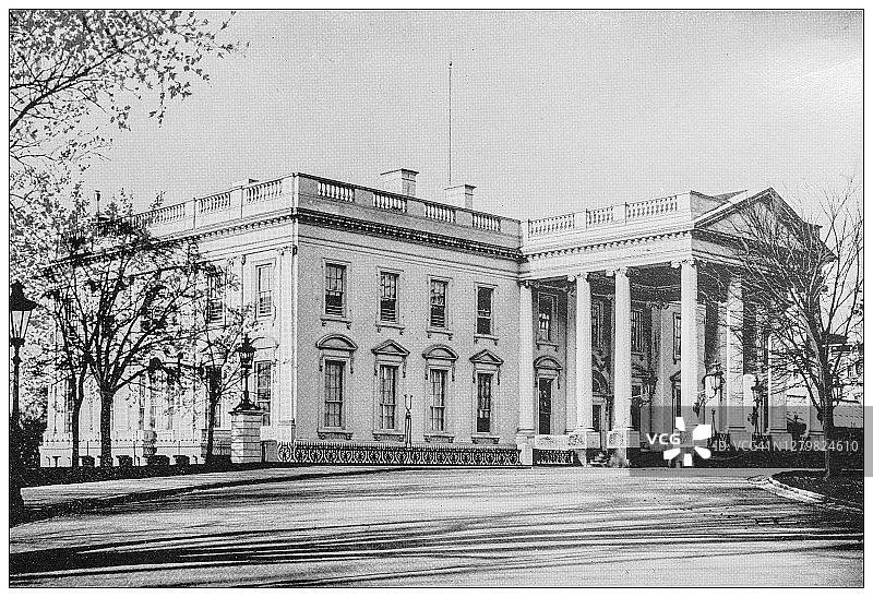 美国华盛顿的古老黑白照片:白宫，北面图片素材