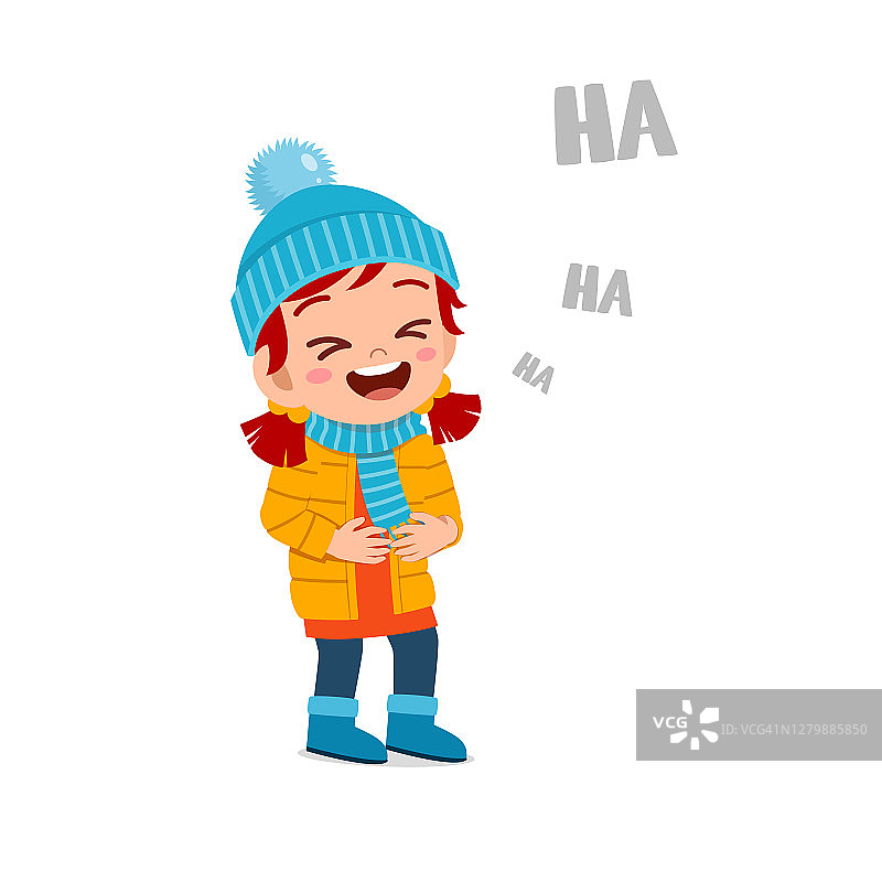 快乐可爱的小朋友在冬天玩和穿夹克。孩子穿着暖和的衣服笑图片素材