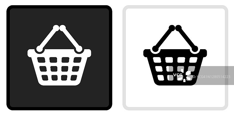 购物篮图标上的黑色按钮与白色滚动图片素材