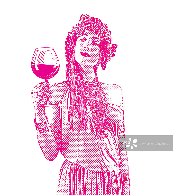 酒女神喝着酒杯里的酒图片素材