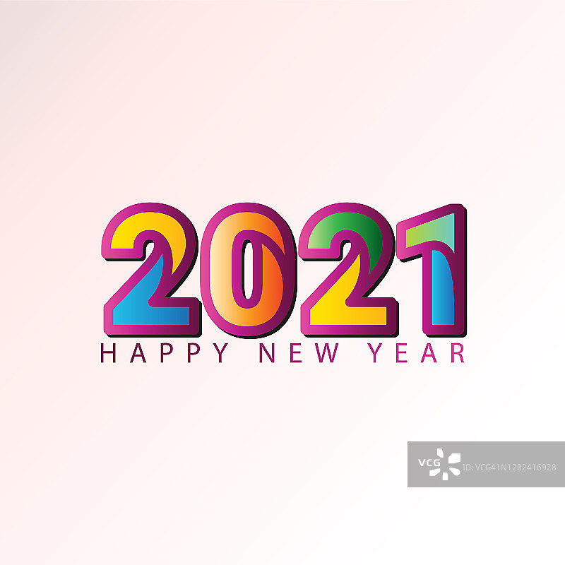 2021年新年快乐!优雅的色彩渐变设计。矢量图模板。图片素材