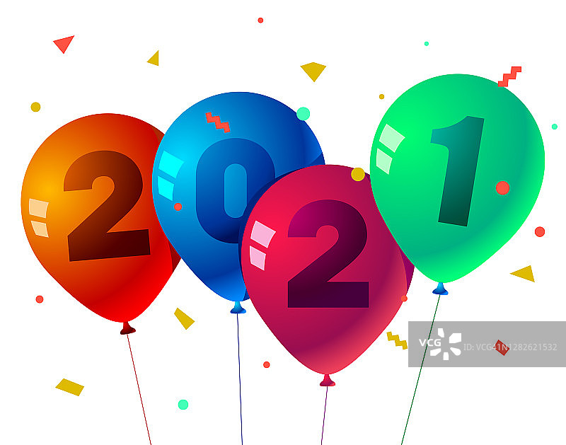 用气球祝你2021年新年快乐图片素材