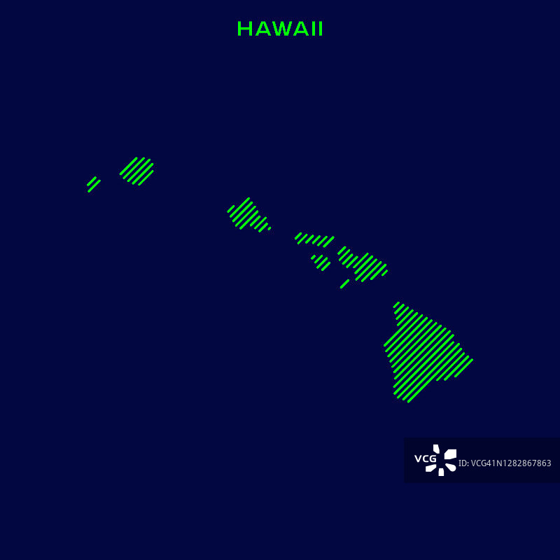条纹地图夏威夷-美国州矢量插图设计模板。图片素材
