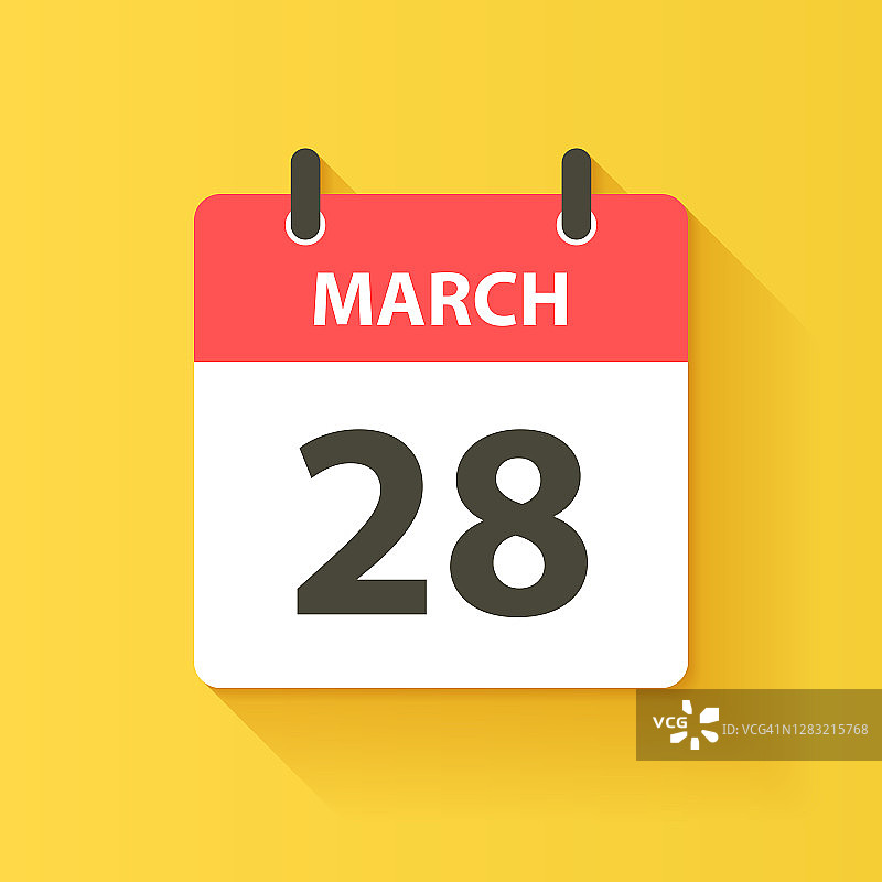 3月28日-日日历图标在平面设计风格图片素材