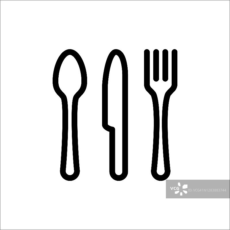 勺子，叉子和刀的图标，食物或餐厅的象征图片素材
