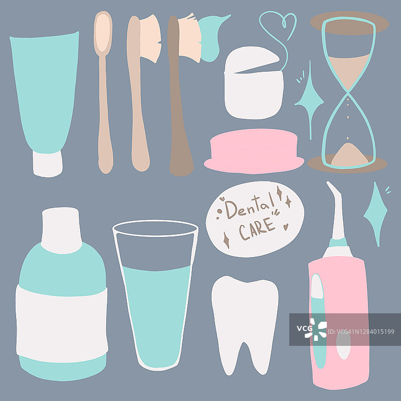 数码插画简单的日常牙科护理图片素材
