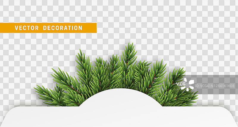 圣诞横幅设计与绿色逼真的松树树枝。图片素材