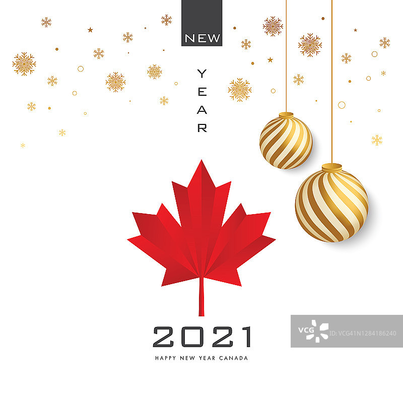 加拿大的概念。2021年拜年背景。季节性贺卡模板。股票插图图片素材
