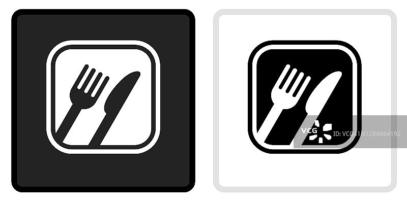 食物标志图标上的黑色按钮与白色翻转图片素材