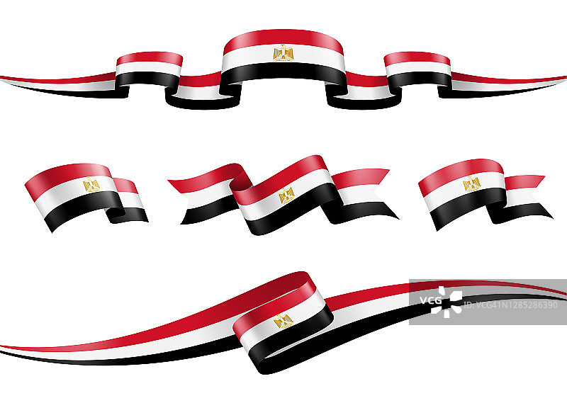 埃及旗丝带设置-矢量股票插图图片素材