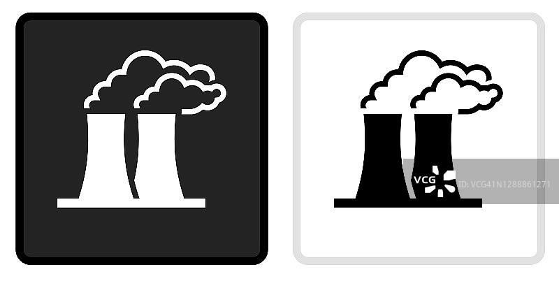 核反应堆图标在黑色按钮和白色翻转图片素材