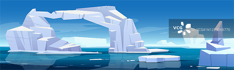 北极地区有融化的冰山和冰川图片素材