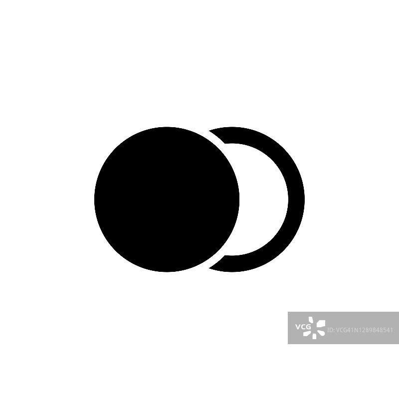 月相，天文学月食。平面矢量图标插图。简单的黑色符号上的白色背景。月相，天文月食标志设计模板网页和移动UI元素。图片素材