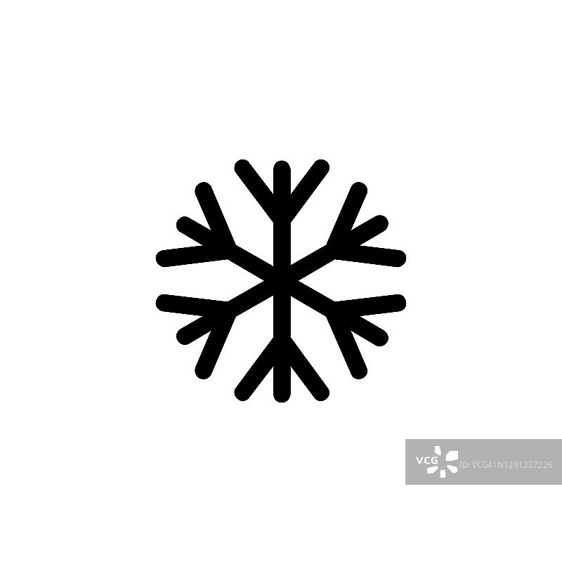 雪花矢量图标。孤立的雪花冬季平面符号-矢量图片素材