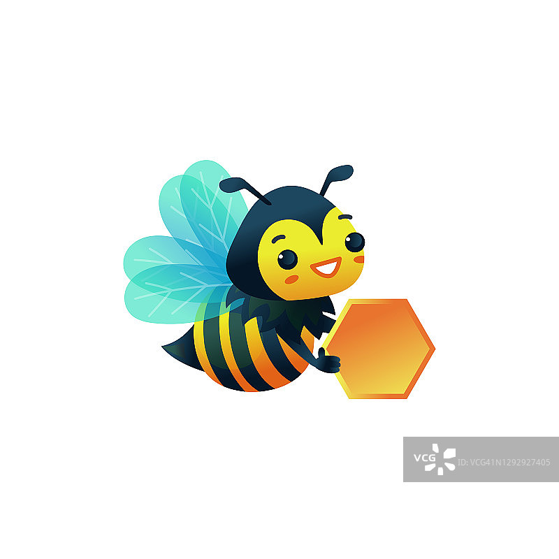 小蜜蜂性状以蜂窝状扁平载体插图分离。图片素材