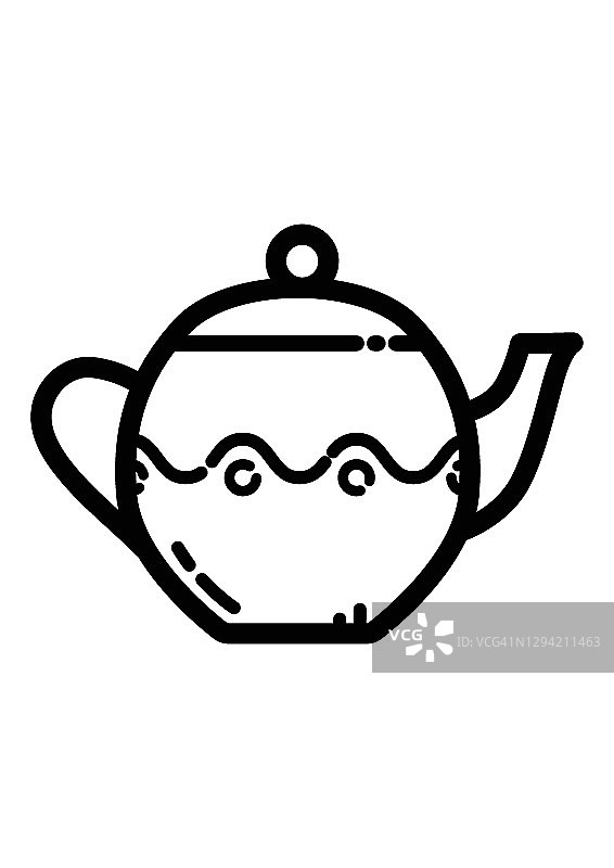 茶壶平面图标孤立在白色背景图片素材