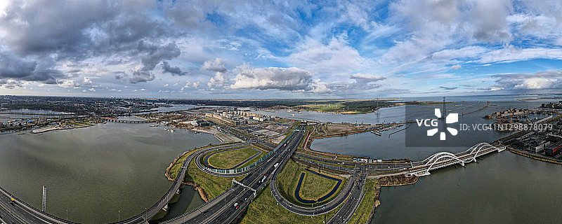 全景鸟瞰图从无人机在阿姆斯特丹上空图片素材