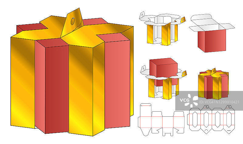 盒包装模切模板设计。三维模型图片素材