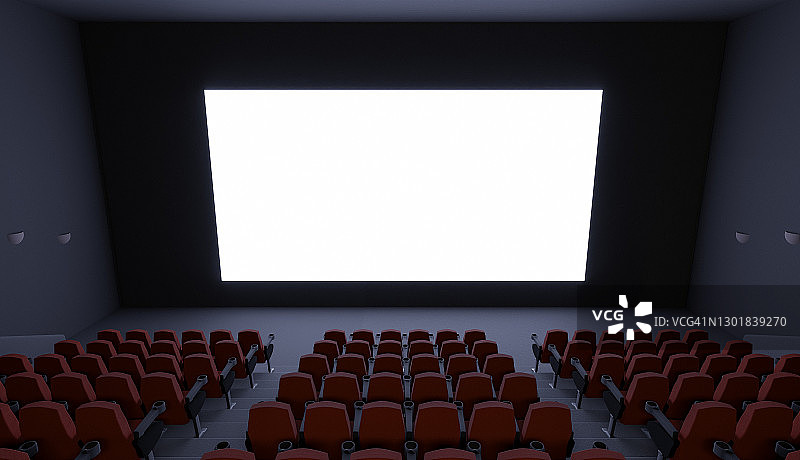 有空白屏幕的电影院。模型图片素材