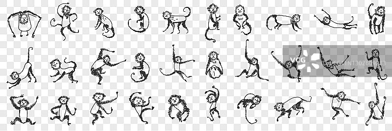 猴子享受生活涂鸦集图片素材