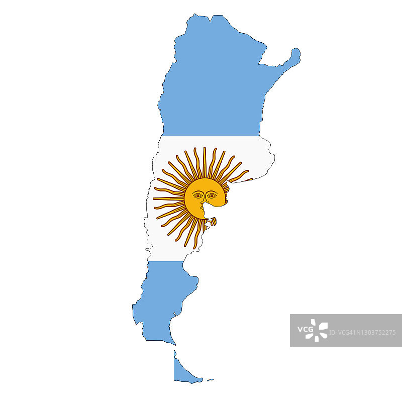阿根廷地图上的白色背景与剪辑路径图片素材
