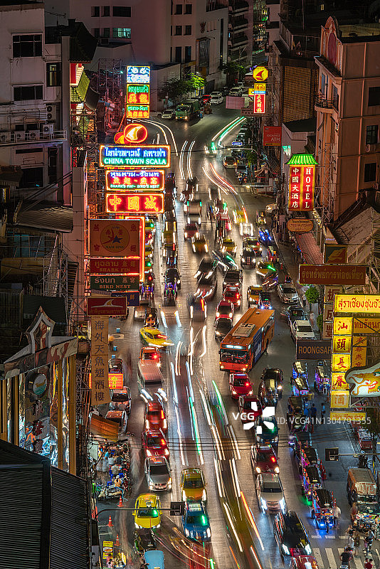 晚上在曼谷的唐人街图片素材